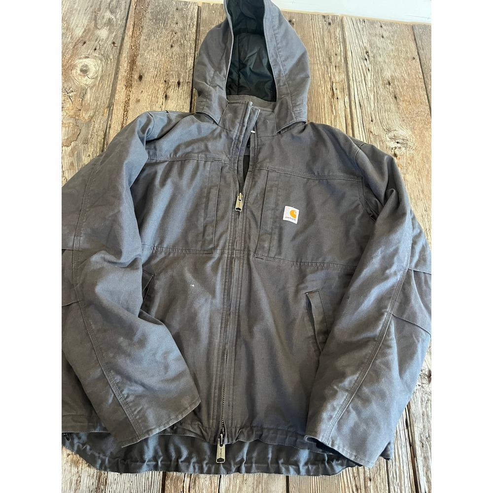 Carhartt Mens OJ2207-M Loose Fit Washed Duck Insulated Jacket Gray Large